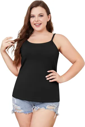 ATTRACO Women's Cotton Camisole Shelf Bra Spaghetti Straps Tank Top