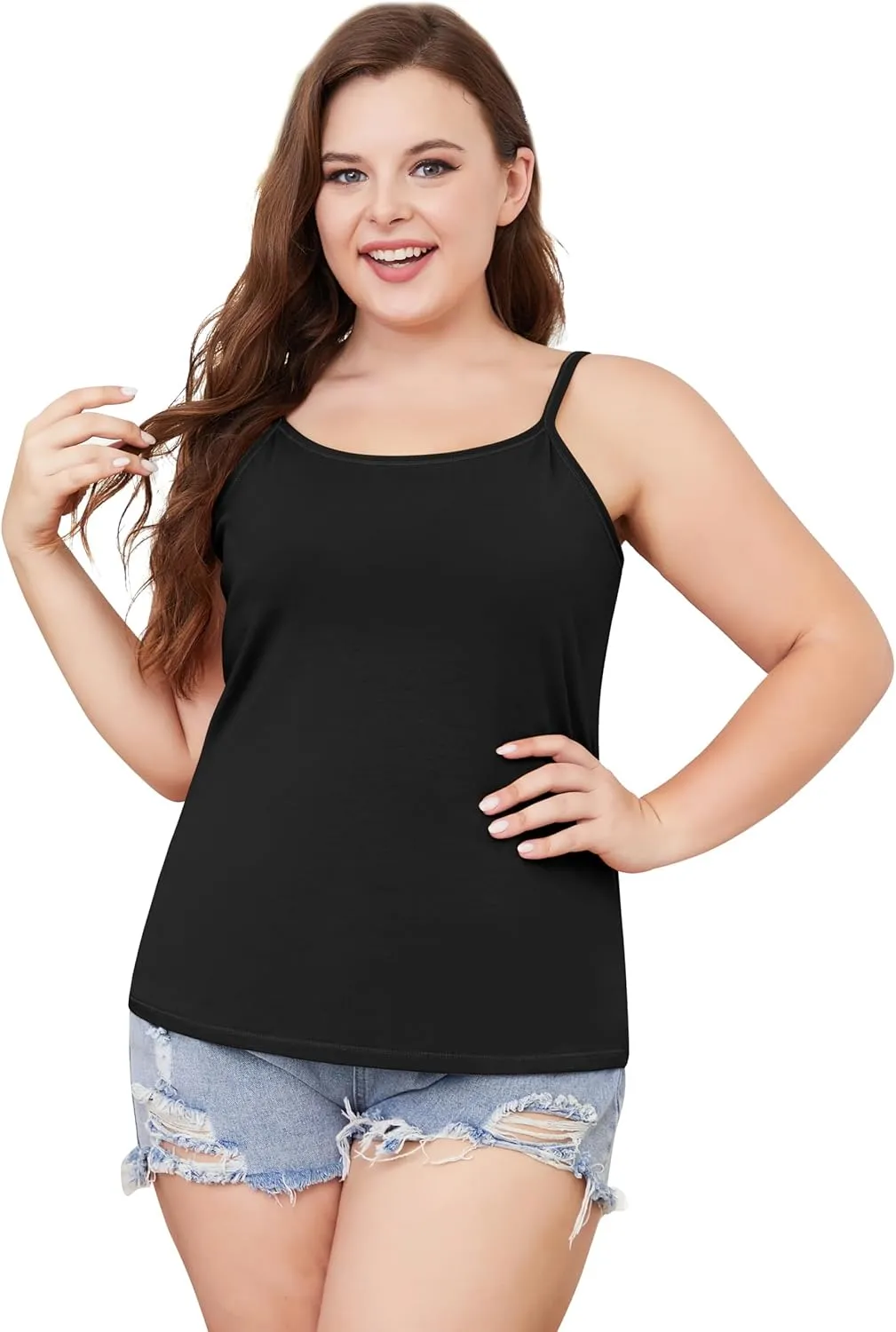 ATTRACO Women's Cotton Camisole Shelf Bra Spaghetti Straps Tank Top