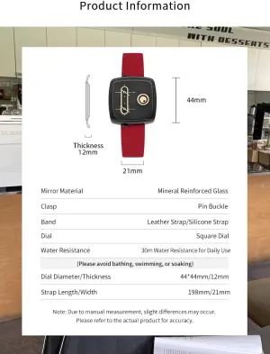 Aura & lrena Fashionable Square Dial Dual Time Zone Watch for Women – Stylish Silicone/Leather Strap, 30M Water Resistant, Ideal for Travel and Daily Wear