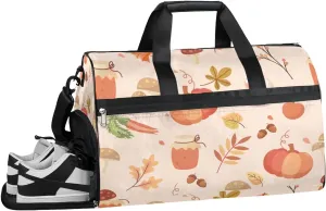 Autumn Art Texture Gym Bag for Women Duffle with Shoes Compartment Men Weekender Duffel Bags for Travel Sports Swimming Overnight Dance