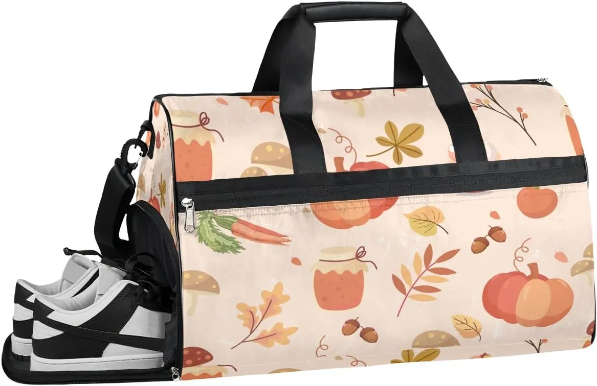 Autumn Art Texture Gym Bag for Women Duffle with Shoes Compartment Men Weekender Duffel Bags for Travel Sports Swimming Overnight Dance