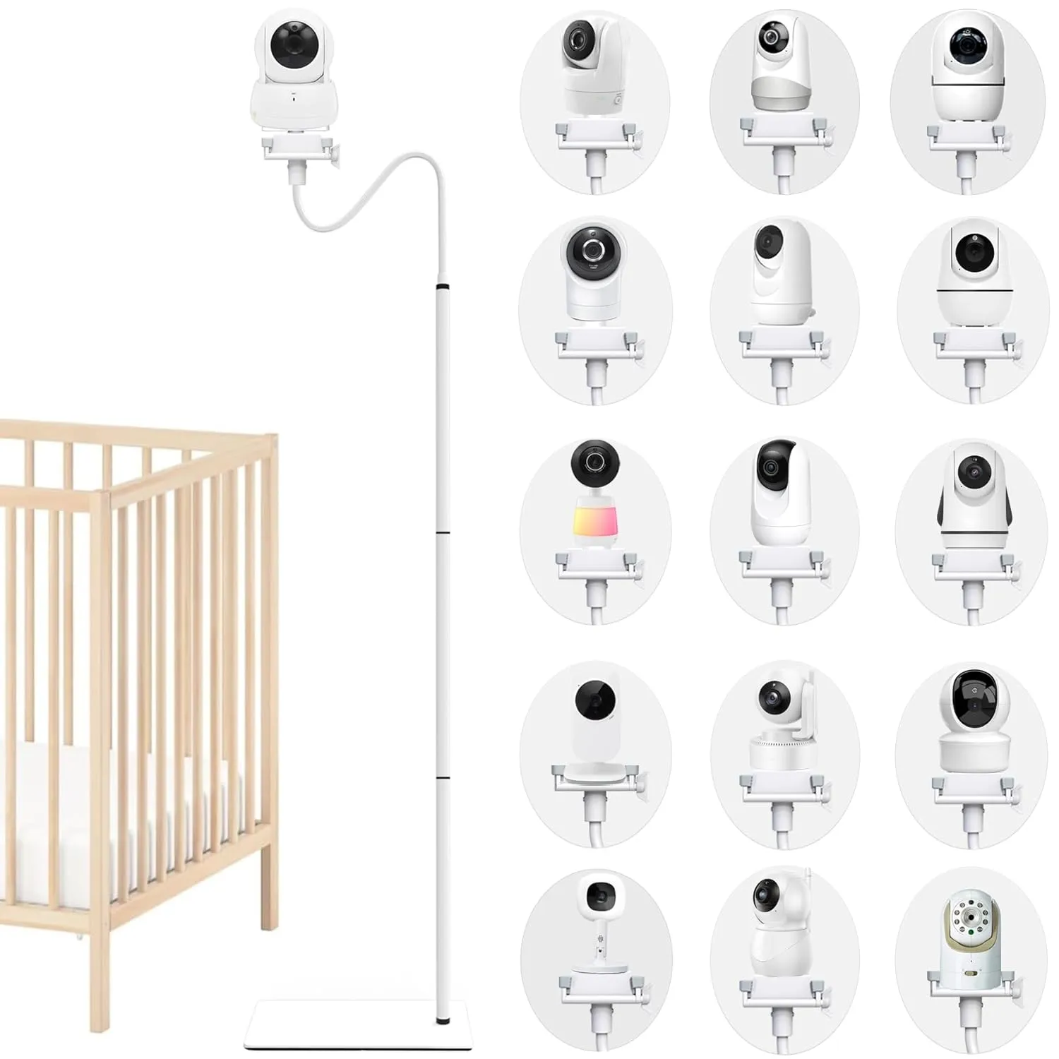 Baby Monitor Camera Floor Stand Holder Mount Compatible with VTech/HelloBaby/ Nanit Pro/I/Momcozy/iFamily/OKAIDI/Blemil /Motorola/Leapfrog /nooie IPC100/Infant Optics/ANMEATE/ Flexible Holder Stand