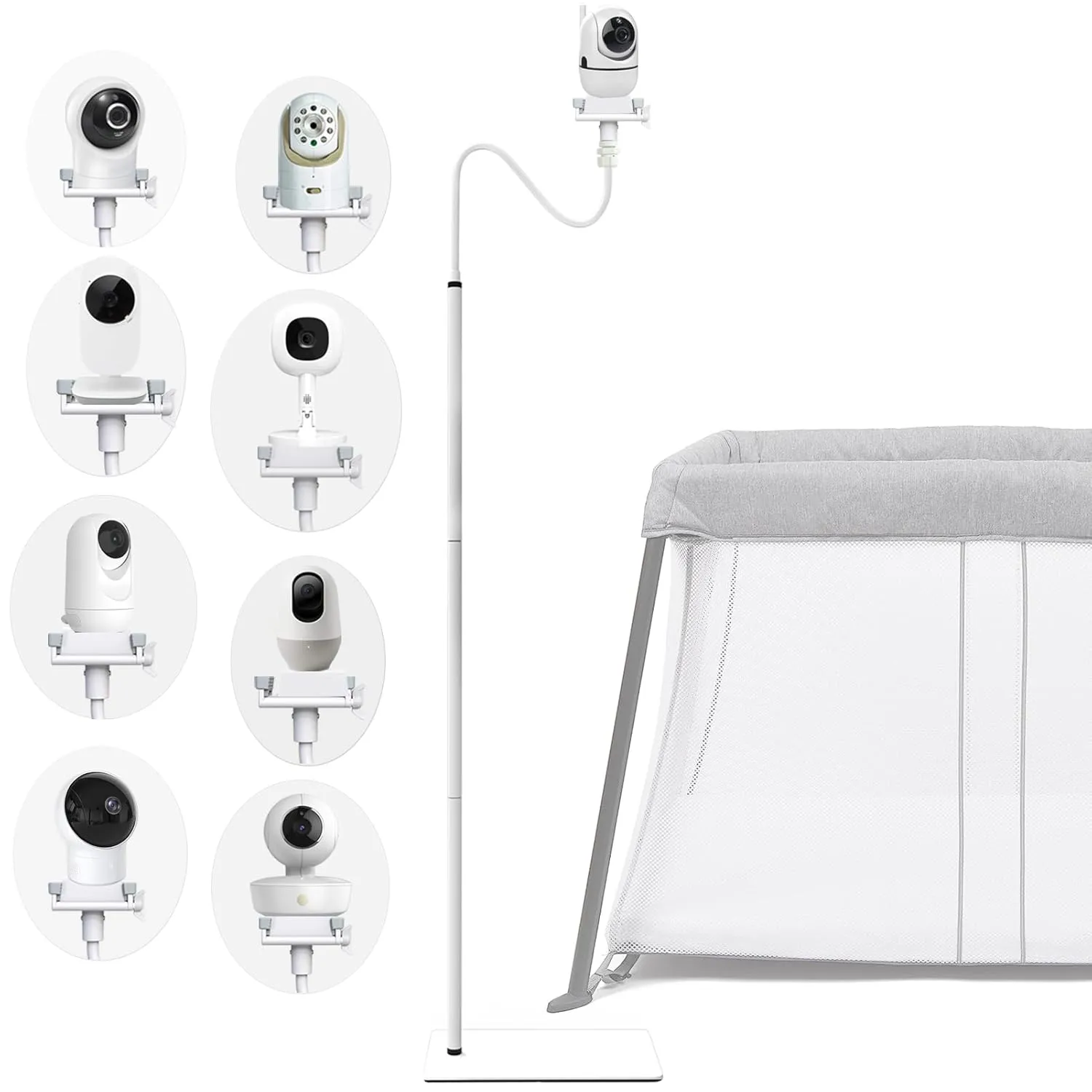 Baby Monitor Floor Stand Holder Mount Compactible for Nanit Pro & Flex Stand,Infant Optics DXR-8 Pro,VTech VM924/901/819/RM7764,Momcozy,eufy E110,HelloBaby,nooie IPC100,Motorola VM75/VM50G/VM44