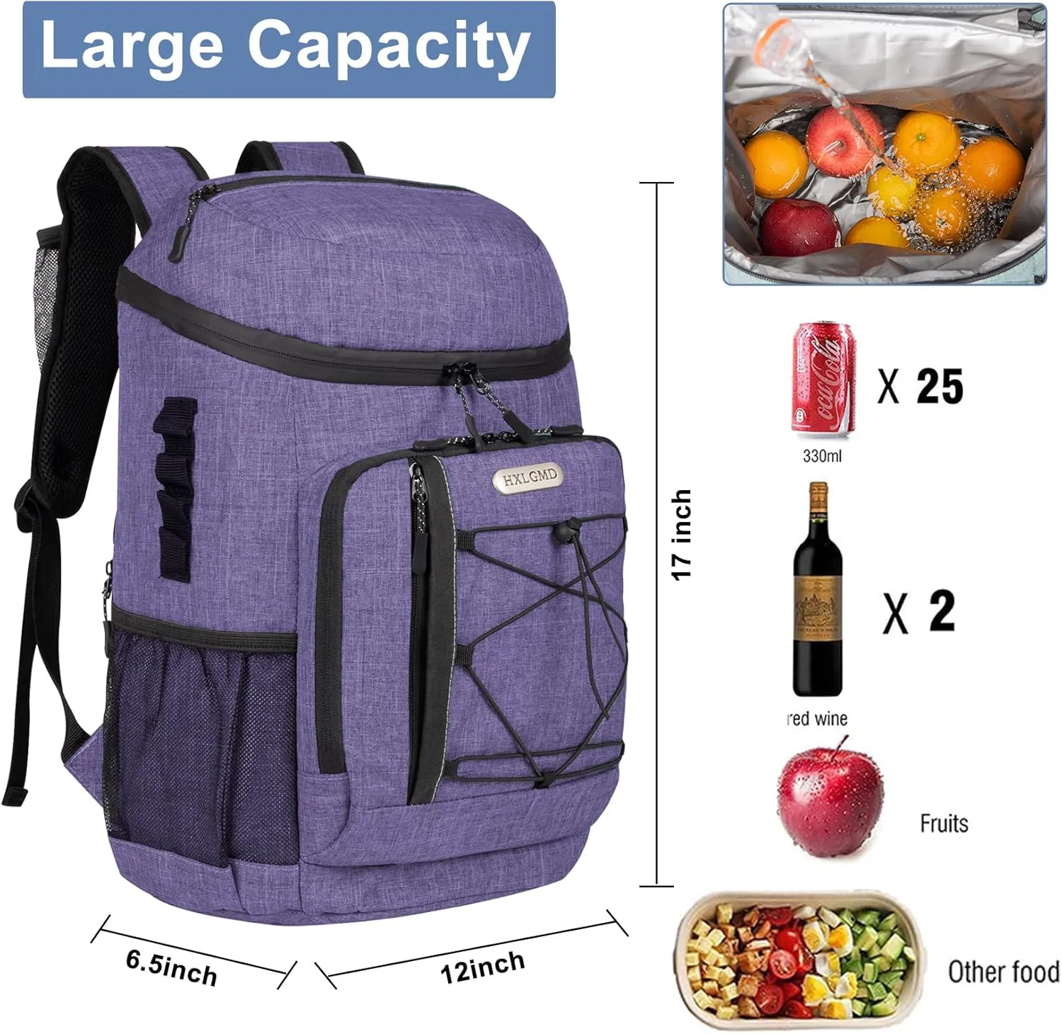 Backpack Coolers Insulated Leak Proof 30 Cans, Soft Sided Insulated Cooler Bags Ice Chest Backpack for Beach Travel Camping, with Reusable Ice Packs
