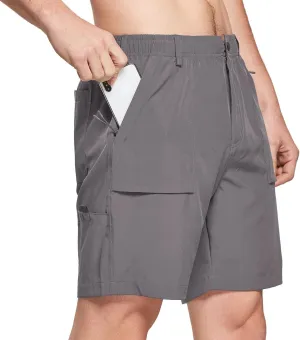 baleaf Men's 7" Casual Shorts for Summer Elastic Waist Quick Dry Lightweight Short with Cargo Hiking Fishing