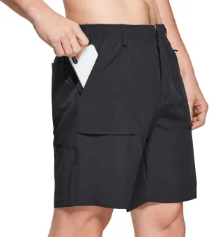 baleaf Men's 7" Casual Shorts for Summer Elastic Waist Quick Dry Lightweight Short with Cargo Hiking Fishing