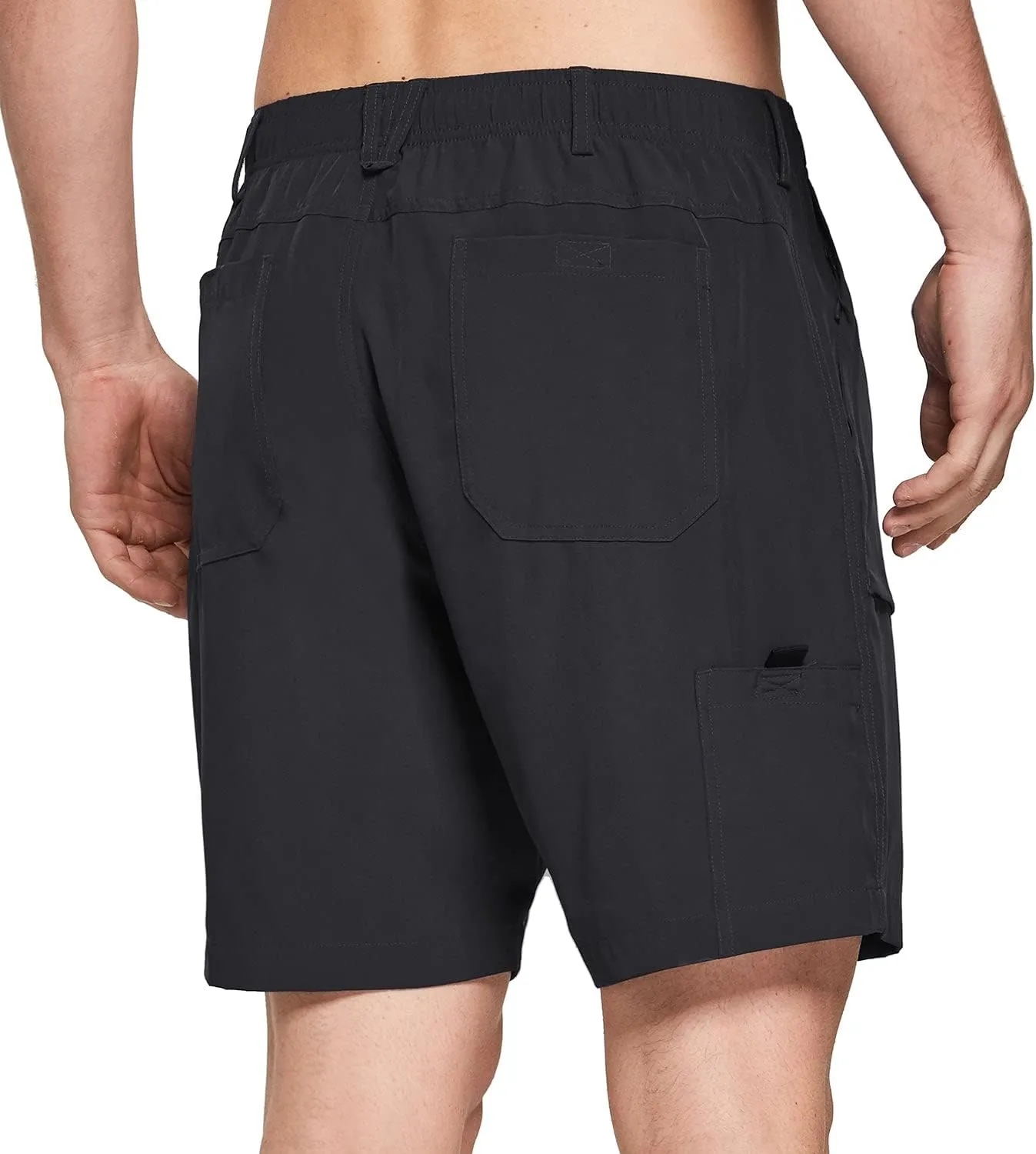 baleaf Men's 7" Casual Shorts for Summer Elastic Waist Quick Dry Lightweight Short with Cargo Hiking Fishing