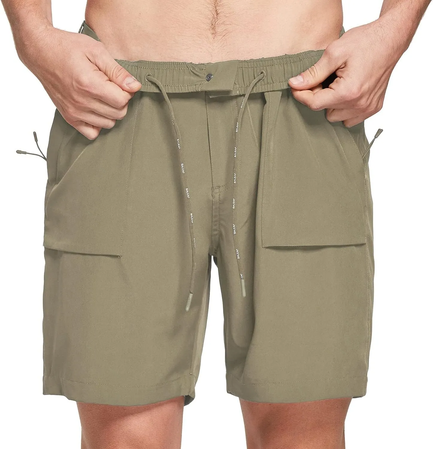 baleaf Men's 7" Casual Shorts for Summer Elastic Waist Quick Dry Lightweight Short with Cargo Hiking Fishing