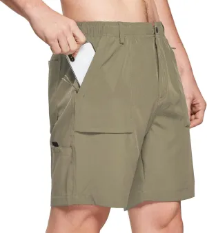 baleaf Men's 7" Casual Shorts for Summer Elastic Waist Quick Dry Lightweight Short with Cargo Hiking Fishing