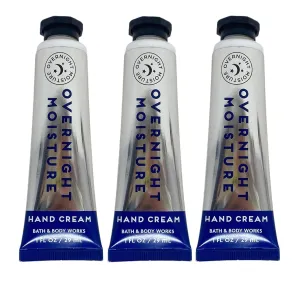 Bath and Body Work Overnight Moisture 3 Pack Shea Butter Hand Cream Bundle - 1 fl oz / 29 mL each