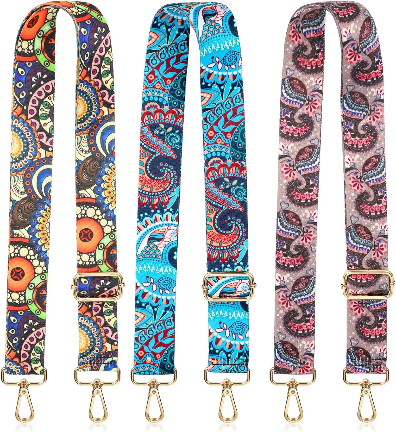BBTO 3 Pcs Purse Straps for Handbags Replacement Wide Shoulder Adjustable Strap for Crossbody Bag Canvas Bag Women(Colorful)