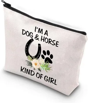 BDPWSS Dog & Horse Lover Gifts: Makeup Bags for Women & Girls - Paw Print Horseshoe Gift for Dog Mom & Cowgirl Equestrian