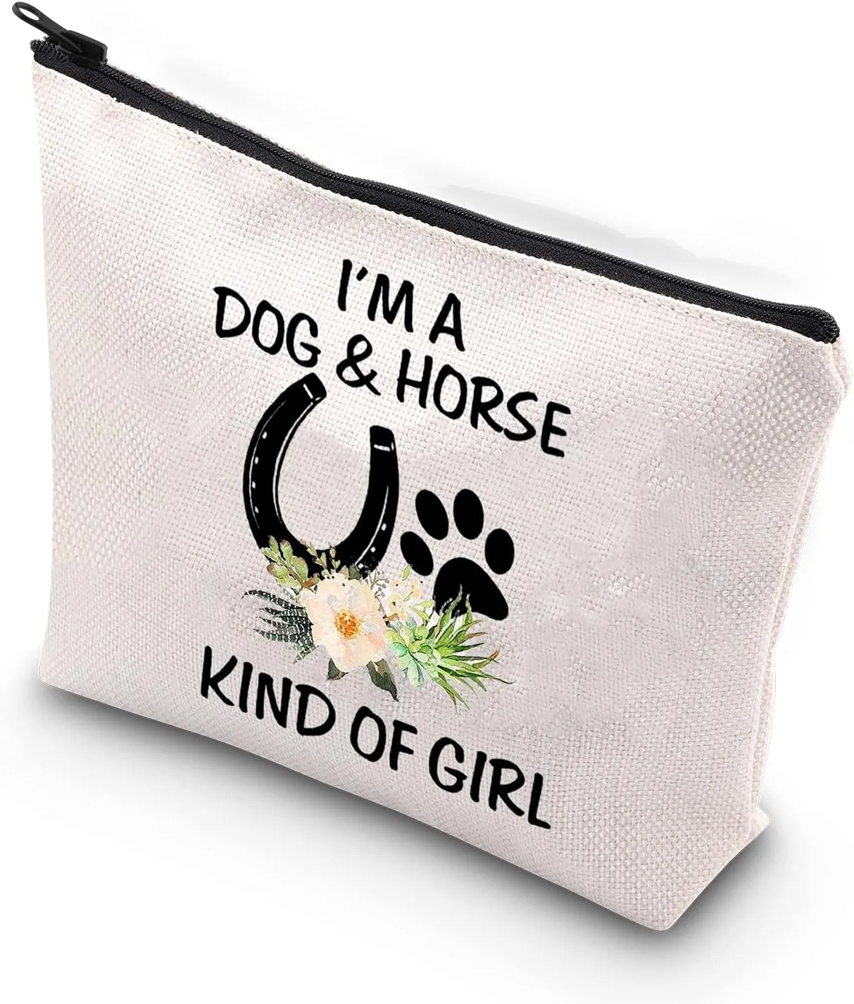 BDPWSS Dog & Horse Lover Gifts: Makeup Bags for Women & Girls - Paw Print Horseshoe Gift for Dog Mom & Cowgirl Equestrian