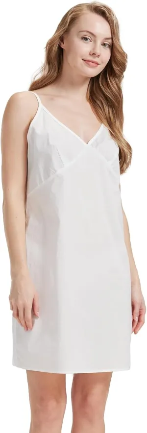 BEAUTELICATE Women 100% Dress Slip Cotton Slip Under Dress Above Knee Full Slip Adjustable Straps Nightgown