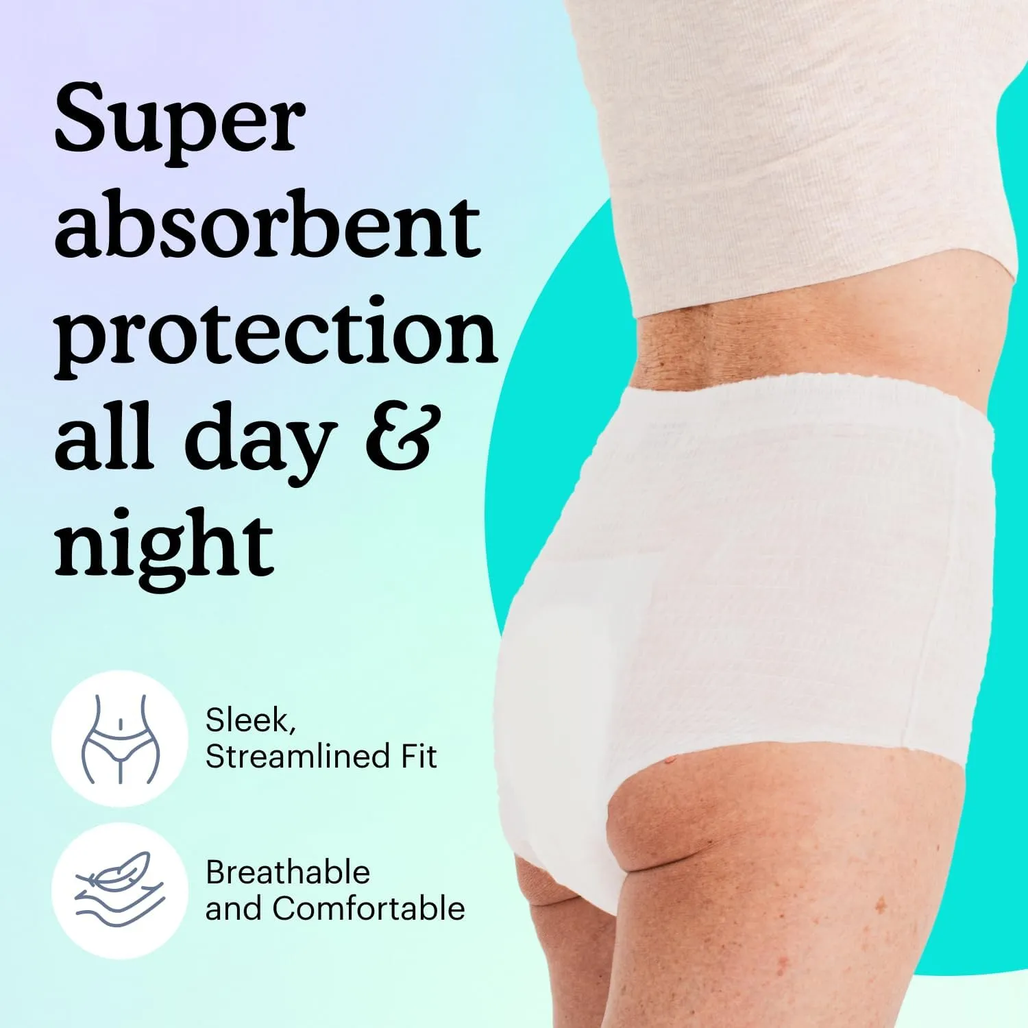 Because Overnight Absorbency Pull Ups - Adult Disposable Incontinence Underwear, Extra Absorbent Nighttime Briefs for Men and Women, White, Small/Medium, 20 Count