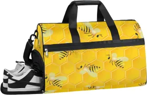 Bees Funny Texture Gym Bag for Women Duffle with Shoes Compartment Men Weekender Duffel Bags for Travel Sports Swimming Overnight Dance
