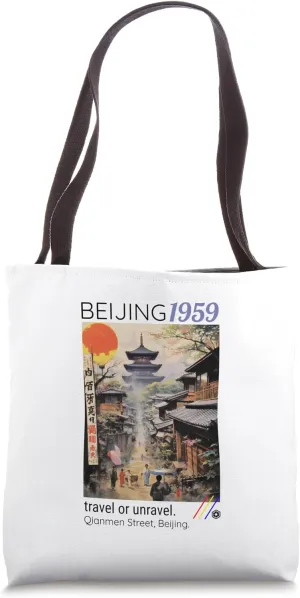 Beijing Vintage Travel Poster World Traveling Journey Quote Tote Bag