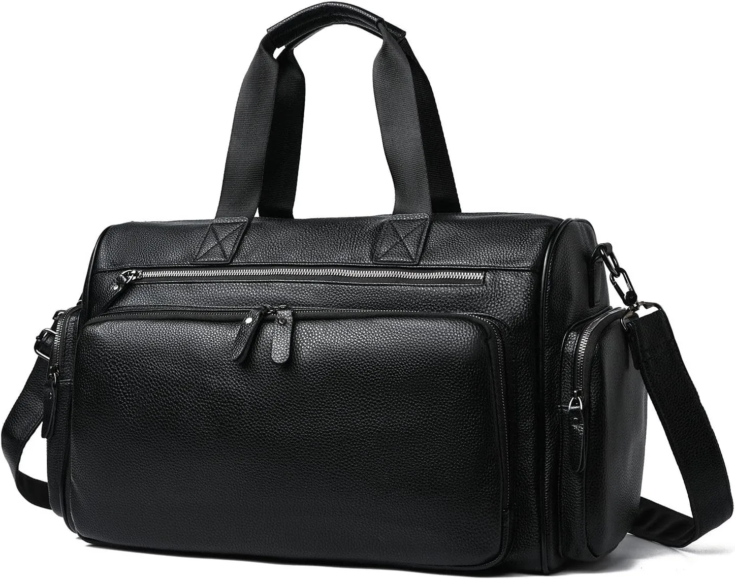 BEITH Cabin Bag 45x30x20, Duffle Bag for Travel, Portable Overnight Bags, Multiple Pockets, PU Leather Holdall Bags for Men, Weekender Bag with Crossbody Strap, Durable