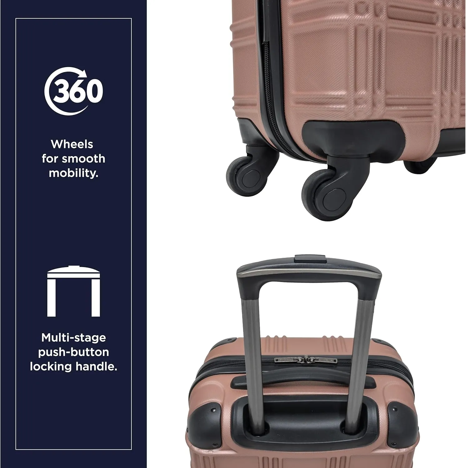 Ben Sherman Nottingham Lightweight Hardside 4-Wheel Spinner Travel Luggage, Rose Gold, 20-Inch Carry On