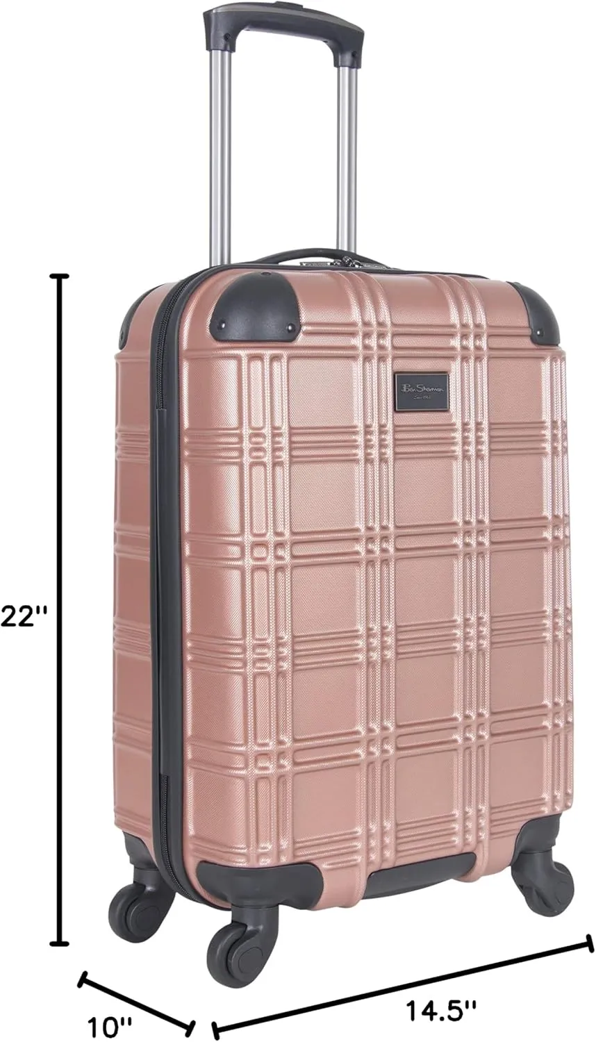 Ben Sherman Nottingham Lightweight Hardside 4-Wheel Spinner Travel Luggage, Rose Gold, 20-Inch Carry On