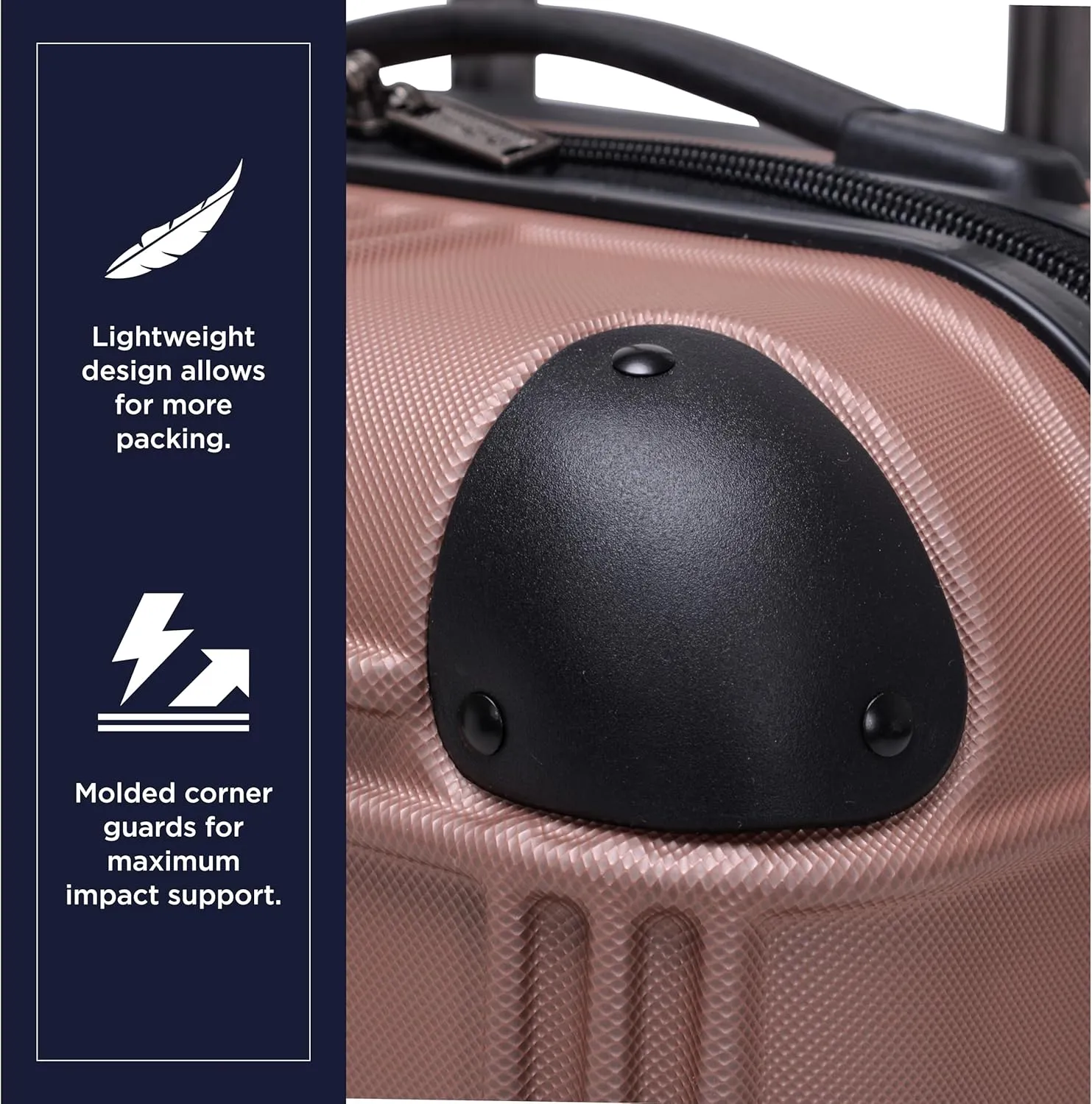 Ben Sherman Nottingham Lightweight Hardside 4-Wheel Spinner Travel Luggage, Rose Gold, 20-Inch Carry On