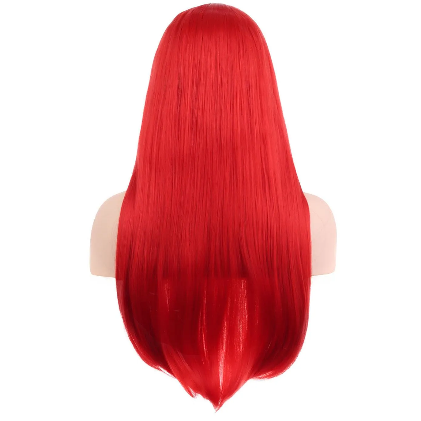 BERON 25 inches Silky Long Straight Wig Charming Women Girls Straight Wigs for Cosplay Party Daily Use Wig Cap Included (Red)