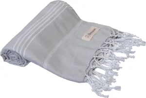 Bersuse Beach Towels Peshtemal Turkish Towels Anatolia Collection Premium Turkish Beach Towel, 100% Cotton, Large, Quick-Dry, Sand-Free, Lightweight - 37x70 Inches, Silver Grey