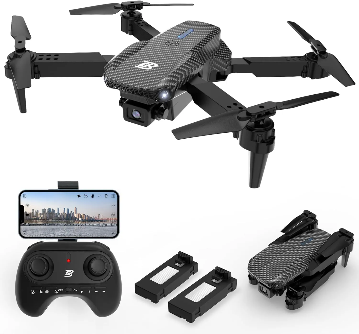 BEZGAR BD101 Drone with Camera - 1080P Foldable FPV Remote Control Mini Quadcopter with Gestures Selfie, One Key Start/Land, 3D Flips, 2 Batteries, Toys Gifts for Boys, Adults