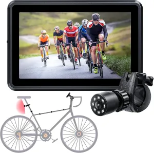 Bike Mirror Camera with 4.3 Inch Screen and 145° Wide Rear View Angle,Clear Night Vision,Perfect Bicycle Accessories for Mountain,Road Bike Trailer