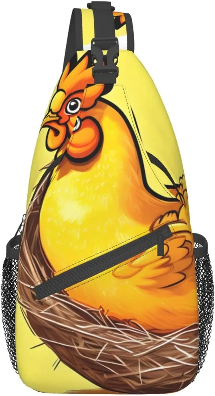Bird'S Nest Golden Chicken Chest Bag Crossbody Bag. Rugged And Durable, High Storage Capacity. Adjustable Strap Length.