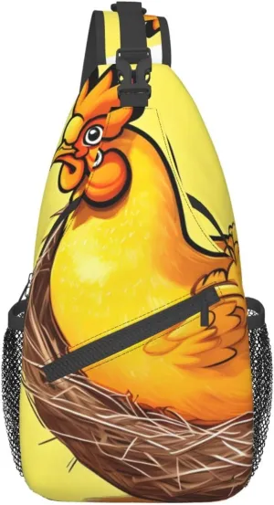 Bird'S Nest Golden Chicken Chest Bag Crossbody Bag. Rugged And Durable, High Storage Capacity. Adjustable Strap Length.