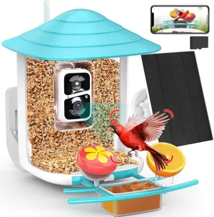 birdsnap® TUC Smart Bird Feeder with Camera 2K HD, Solar Panel 32GB Card 4-in-1 Perch, 160°View Auto Detect & Notify AI Identify Video Bird Camera Wireless Outdoors Ideal for Mom