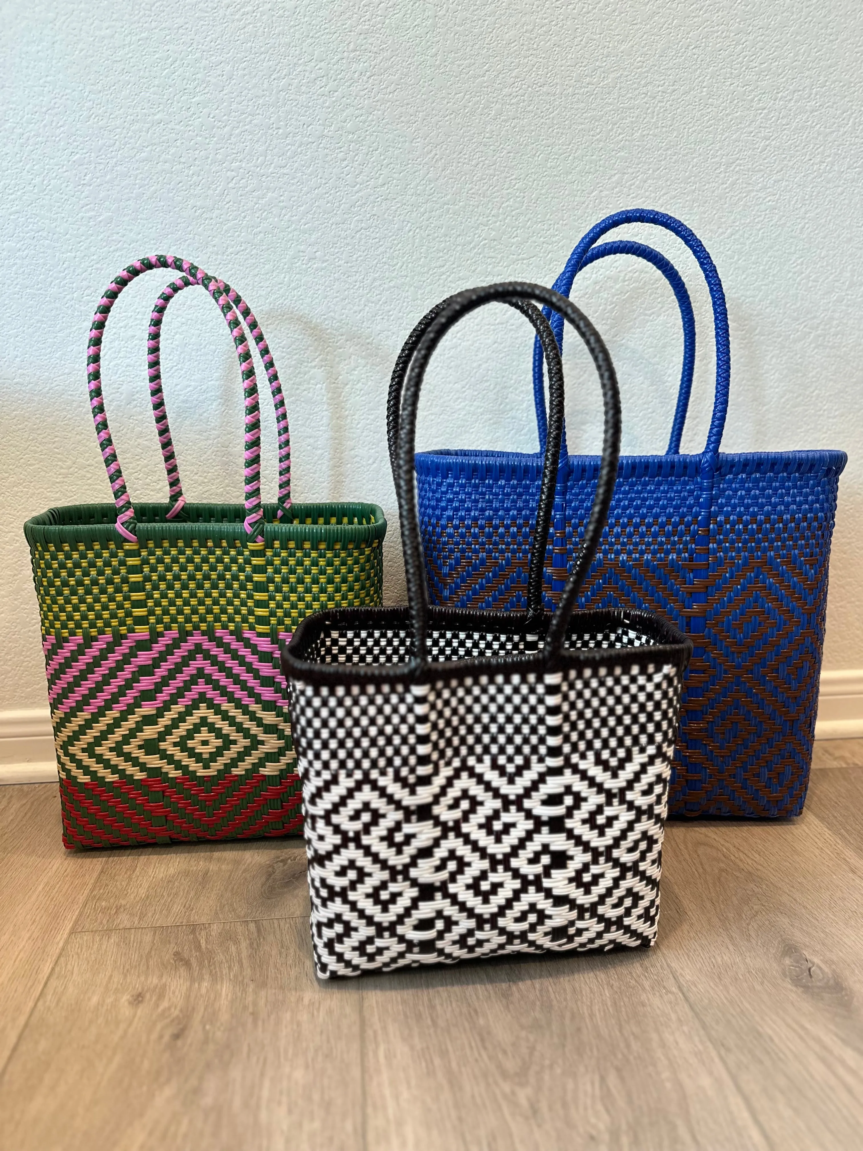 Black and White Woven Tote- The Mini Bag