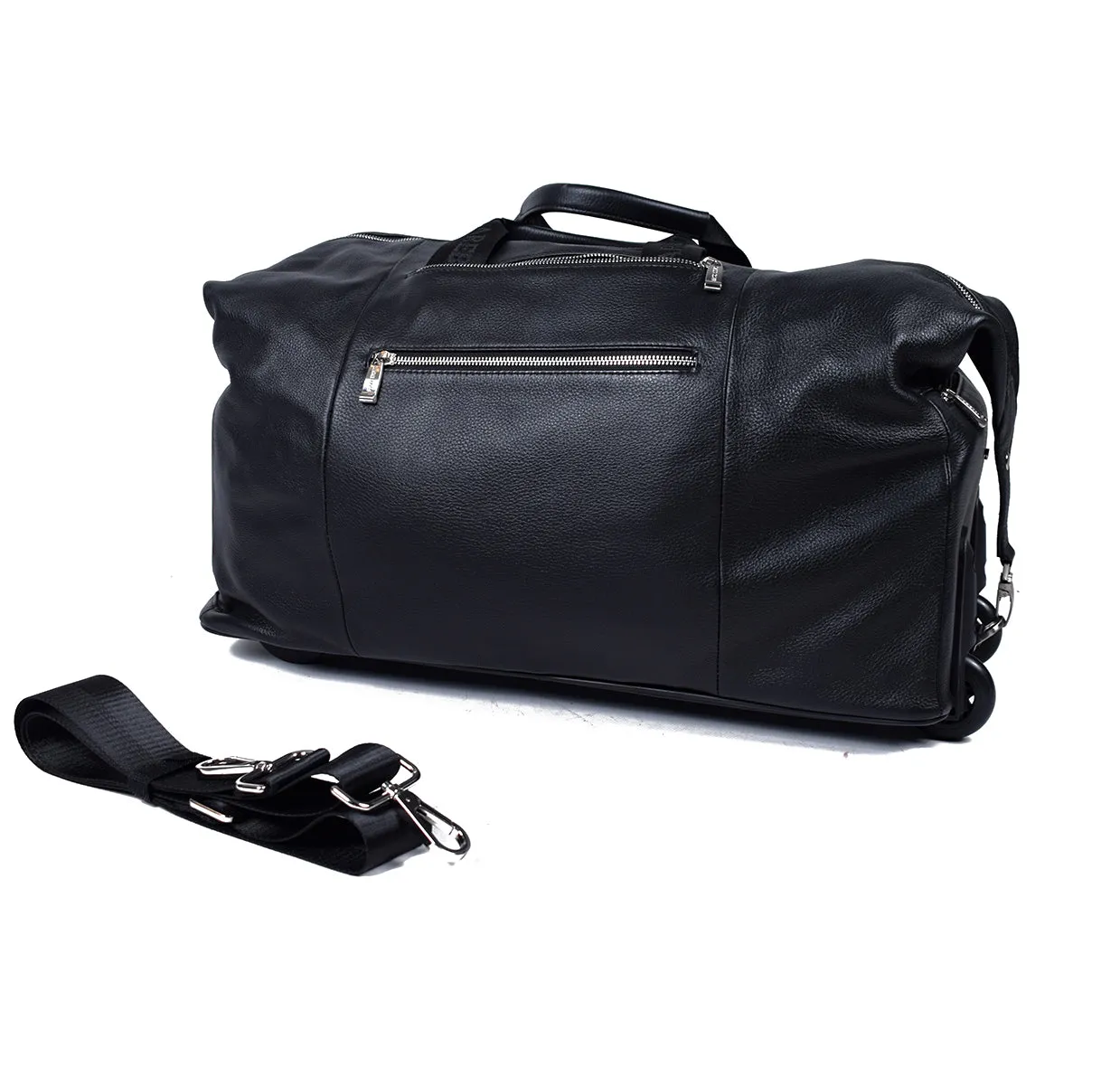 Black Genuine Leather Overnight Bag - GL-89137