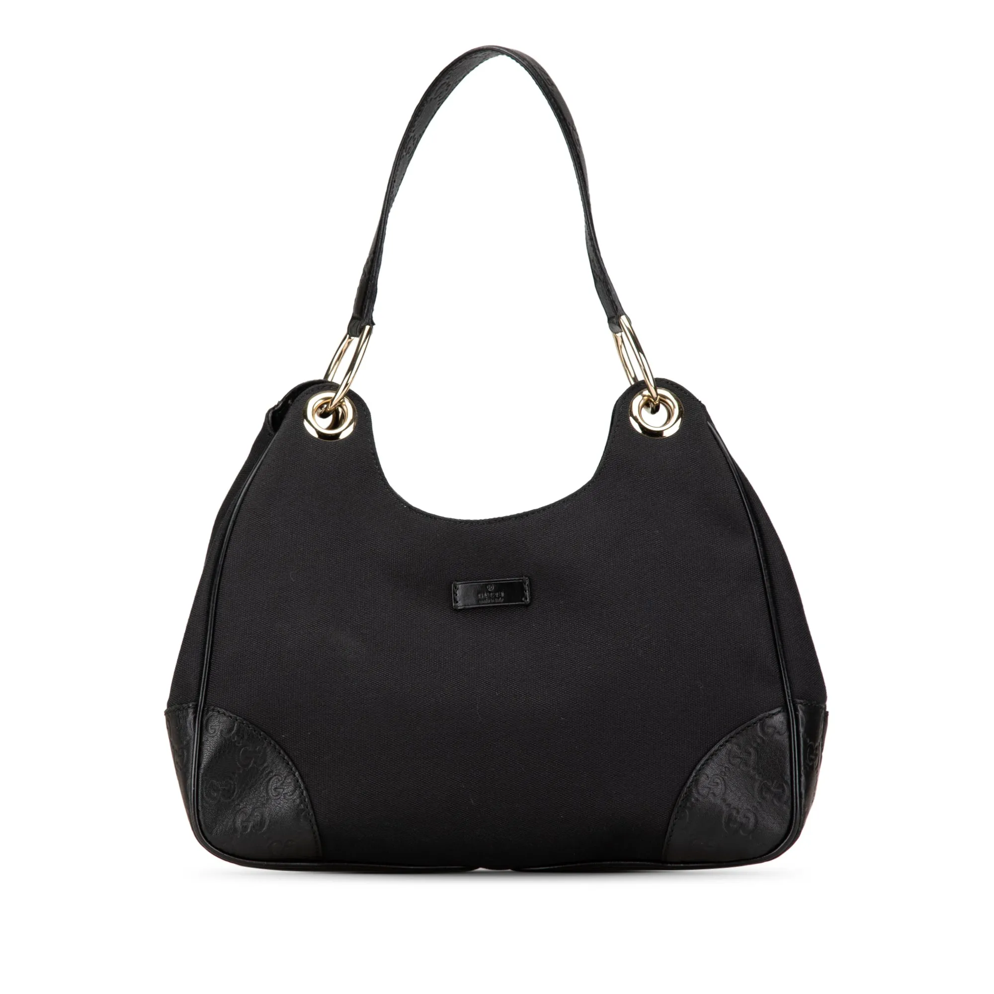 Black Gucci Guccissima Trimmed Canvas Colbert Shoulder Bag