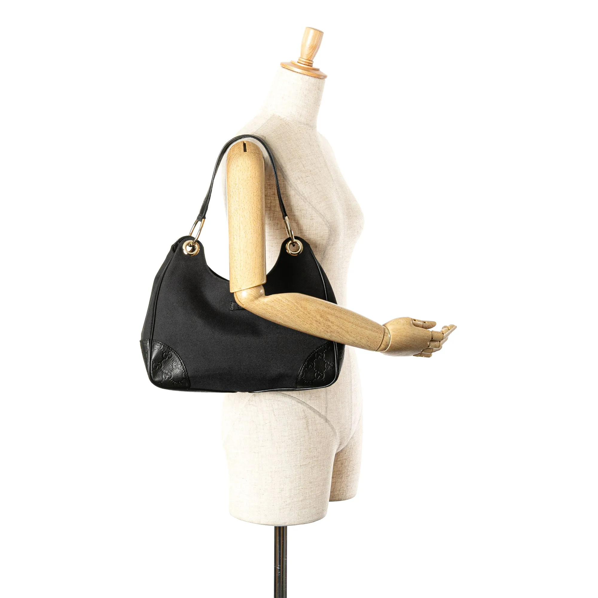 Black Gucci Guccissima Trimmed Canvas Colbert Shoulder Bag