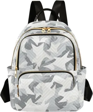 Black White Camo Backpack Purse for Women Fashion Small Mini Daypack Purse for Lady Anti-theft Shoulder Bag Back Pack Handbag Lady Purse