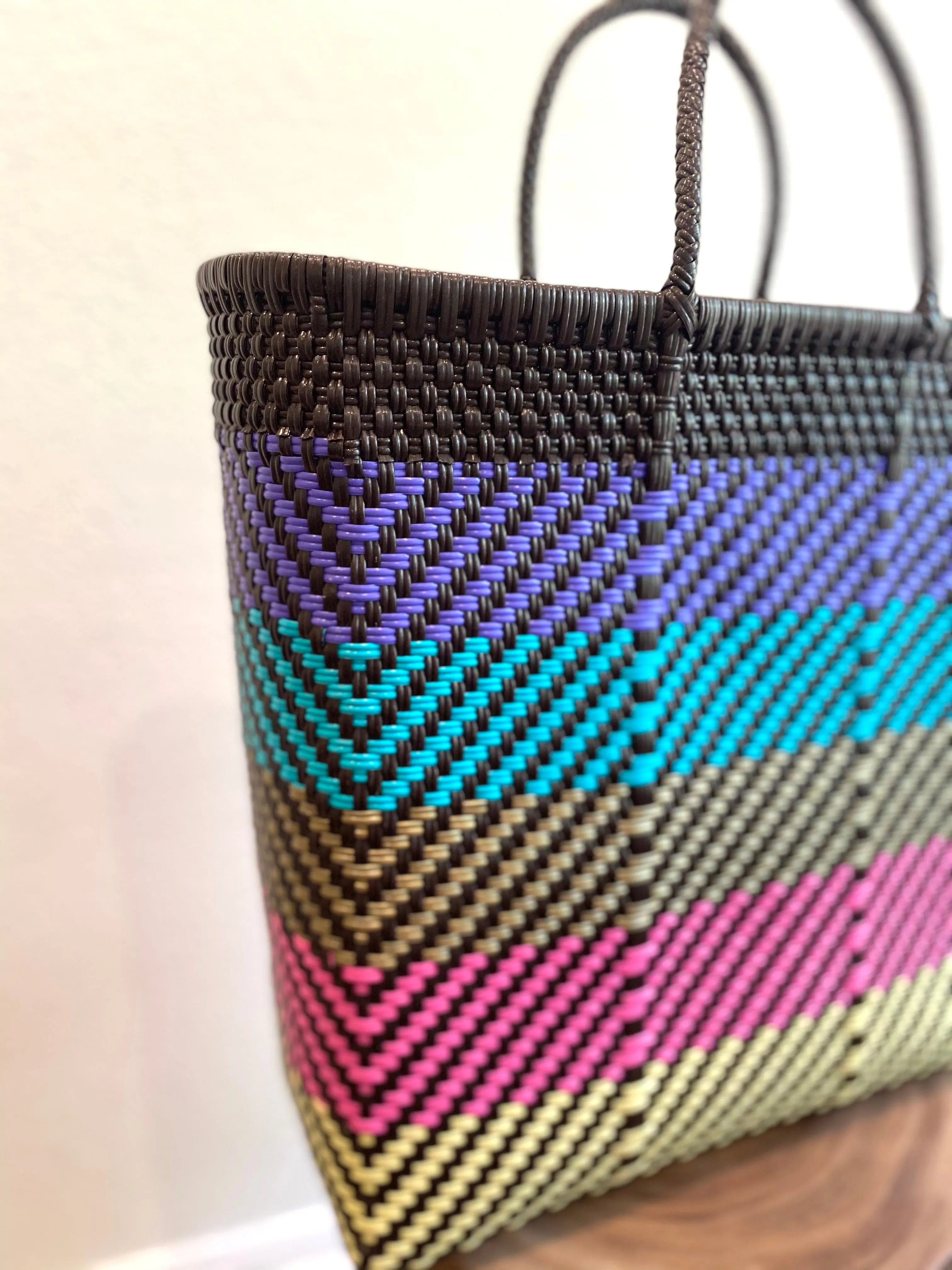 Black with Multicolor Woven Tote