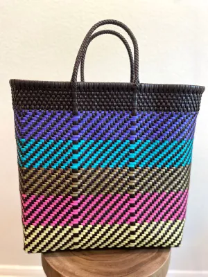 Black with Multicolor Woven Tote