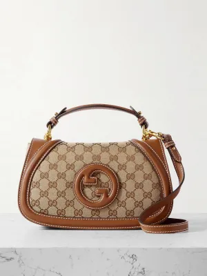 Blondie leather-trimmed canvas-jacquard shoulder bag