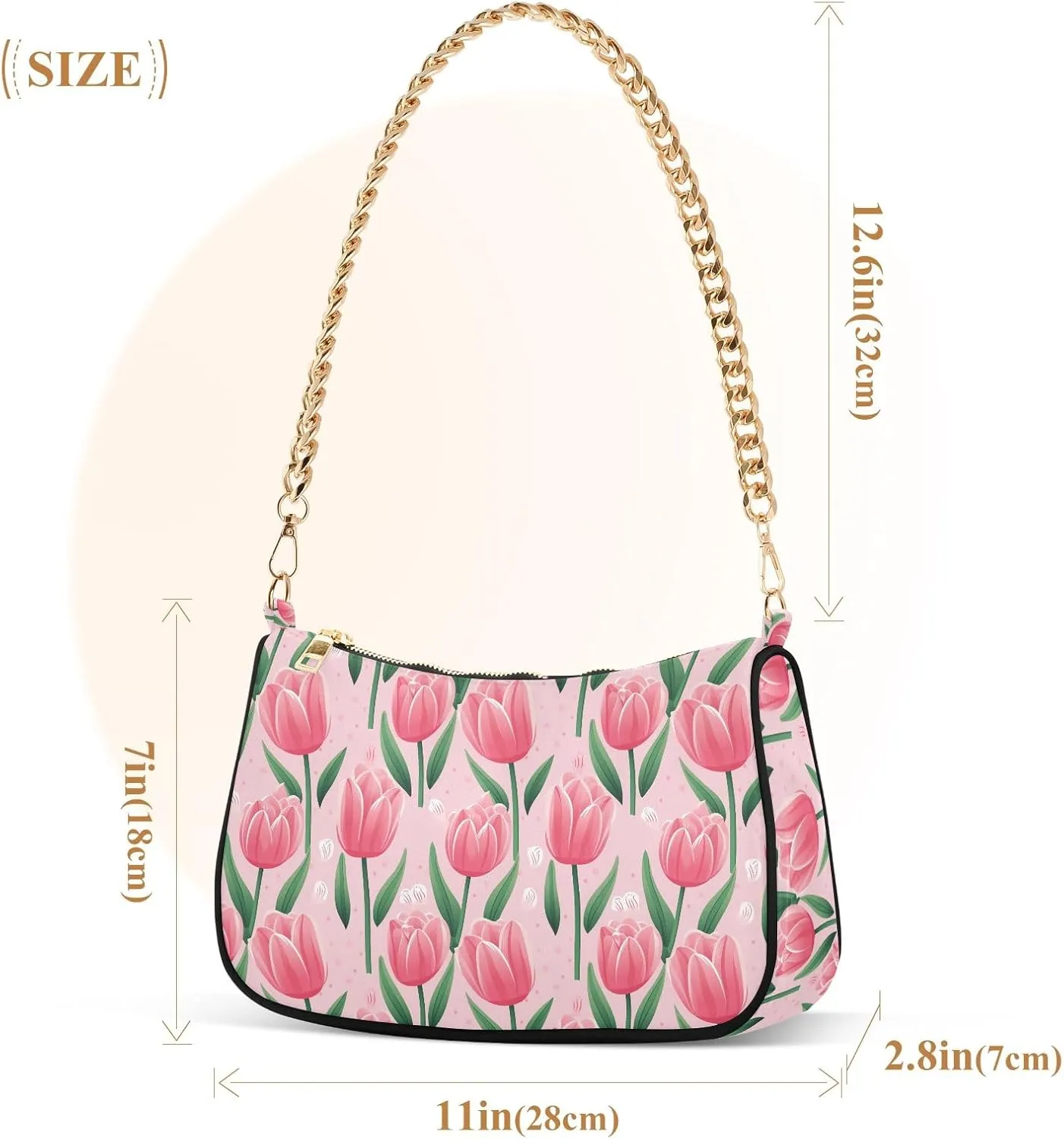 Blooming White Daisies Flowers Clutch Shoulder Bag for Women, Hobo Tote Handbag with Gold Chain