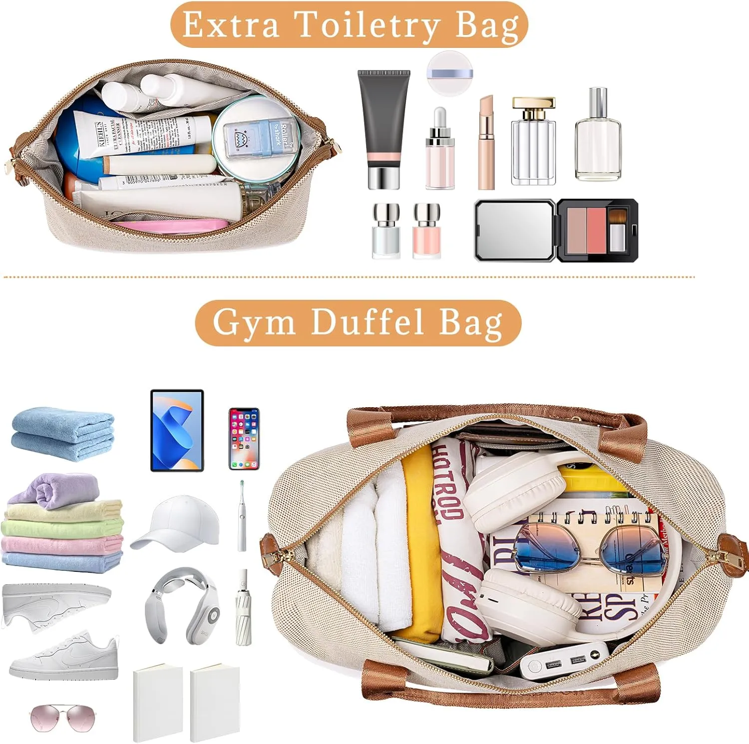 BLUBOON Travel Tote Bags with Zipper Ladies Canvas Bag Weekender Overnight Bag for Women Carry on Duffel Bag Trolley Sleeve