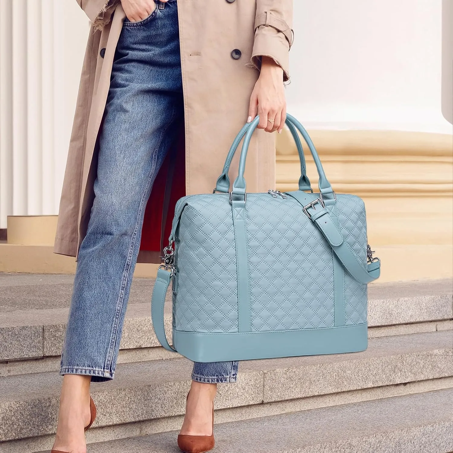 BLUBOON Travel Tote Bags with Zipper Ladies Canvas Bag Weekender Overnight Bag for Women Carry on Duffel Bag Trolley Sleeve