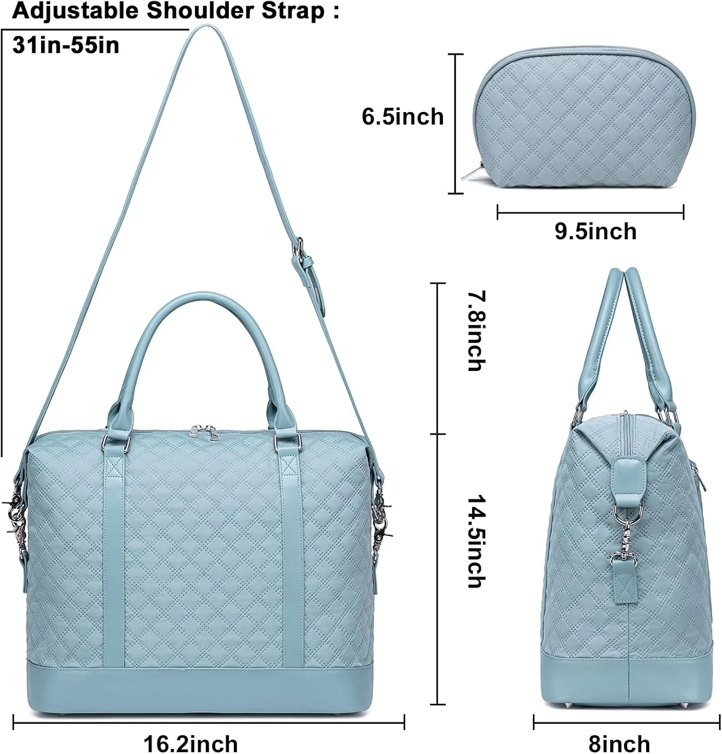 BLUBOON Travel Tote Bags with Zipper Ladies Canvas Bag Weekender Overnight Bag for Women Carry on Duffel Bag Trolley Sleeve