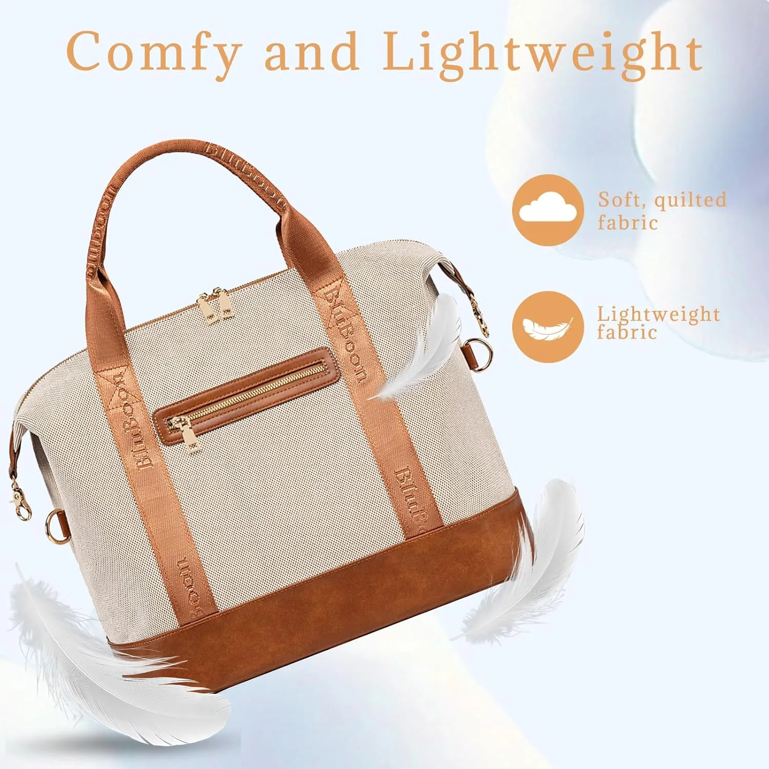 BLUBOON Travel Tote Bags with Zipper Ladies Canvas Bag Weekender Overnight Bag for Women Carry on Duffel Bag Trolley Sleeve
