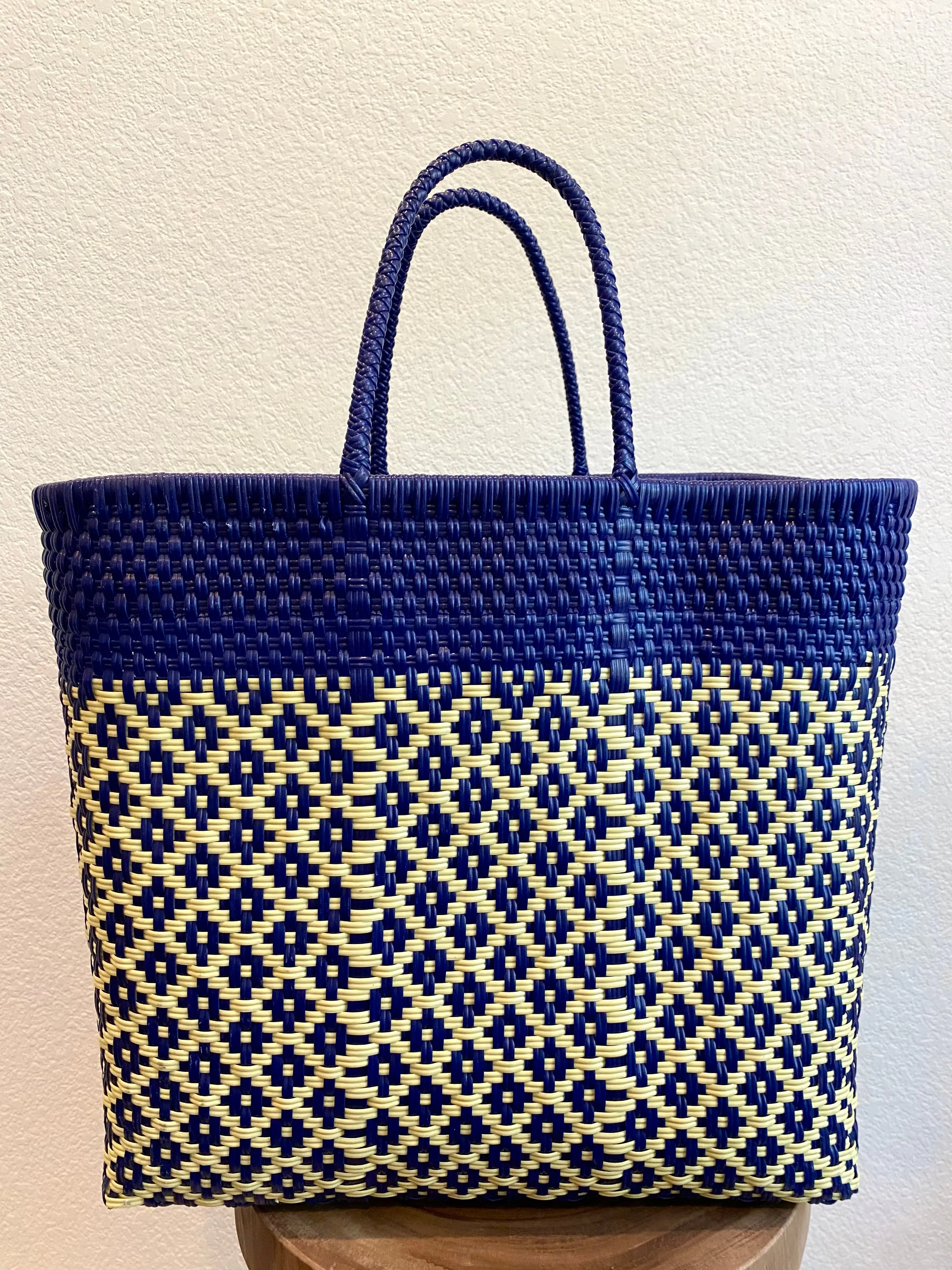 Blue and Yellow Woven Tote