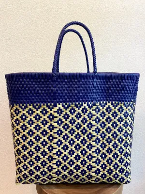 Blue and Yellow Woven Tote