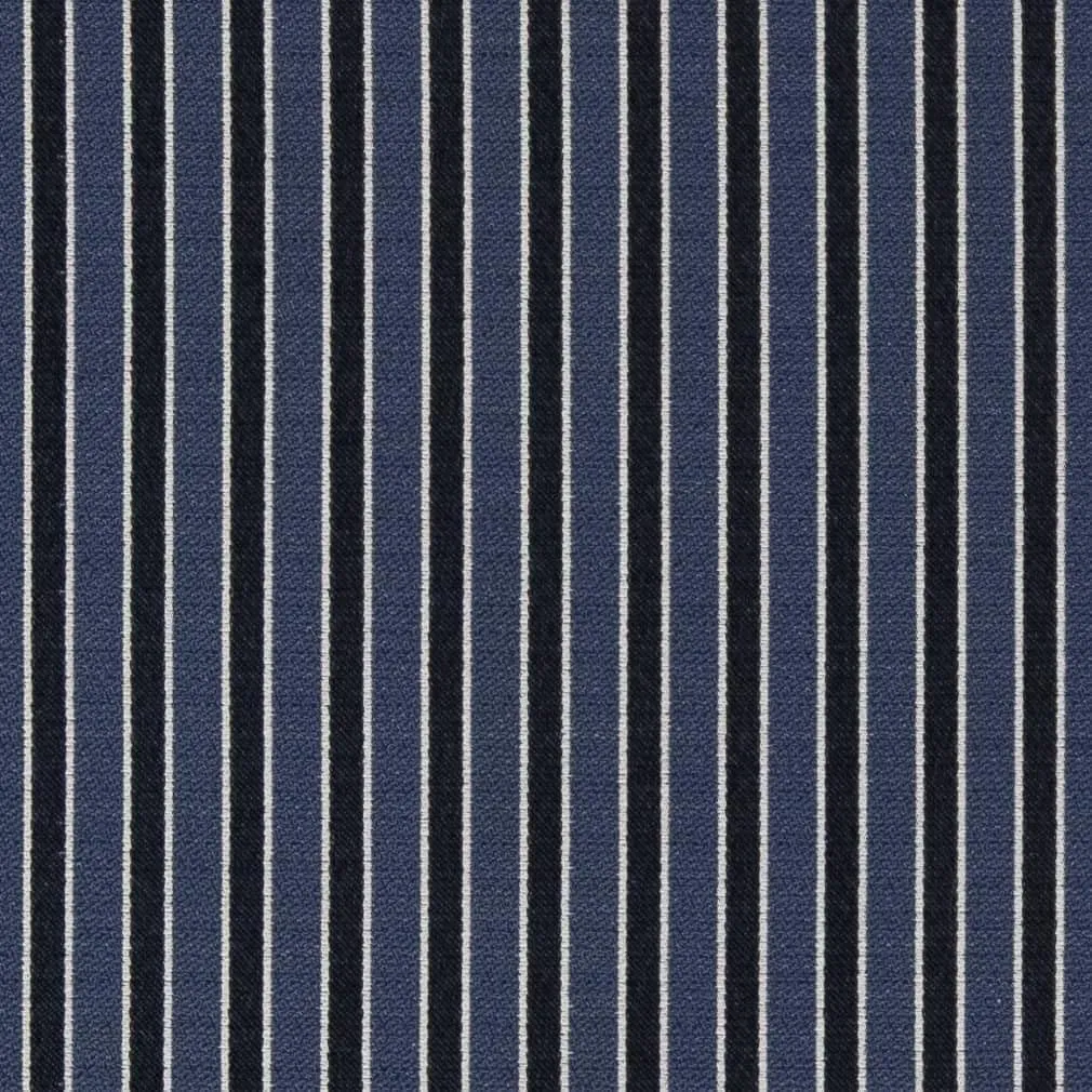 Blue Small Scale Stripe Woven Pattern Upholstery Fabric by The Yard - SKU: Langley Wedgewood