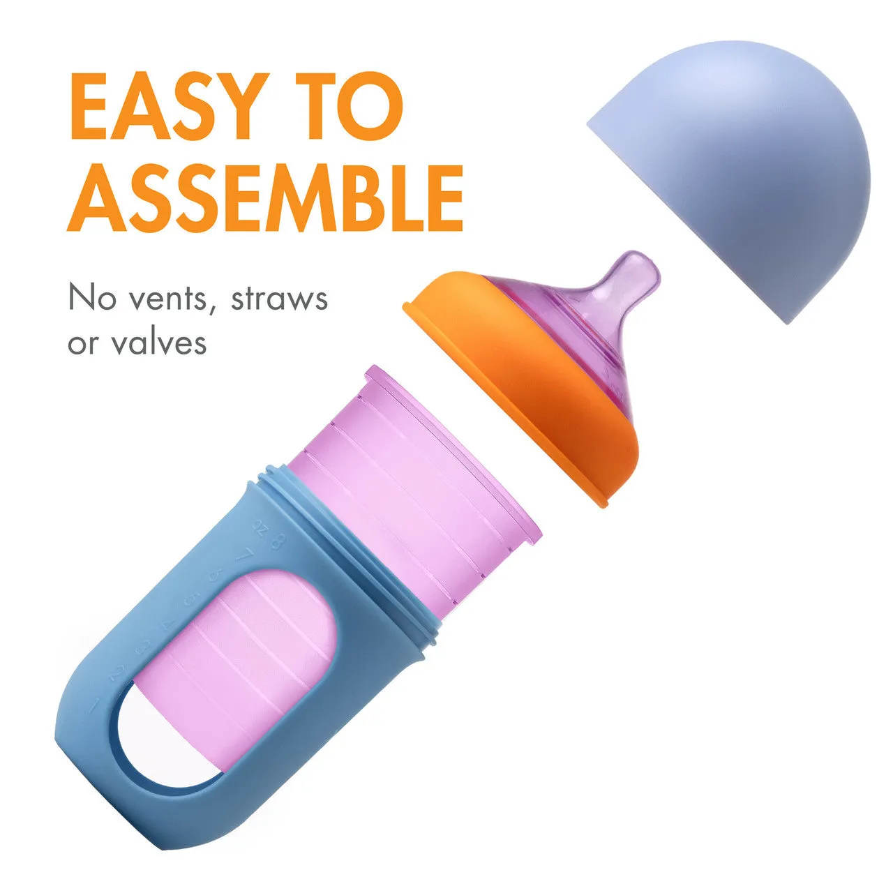 Boon NURSH Silicone Pouch Bottle 8oz (3-Pack) - Colorblock