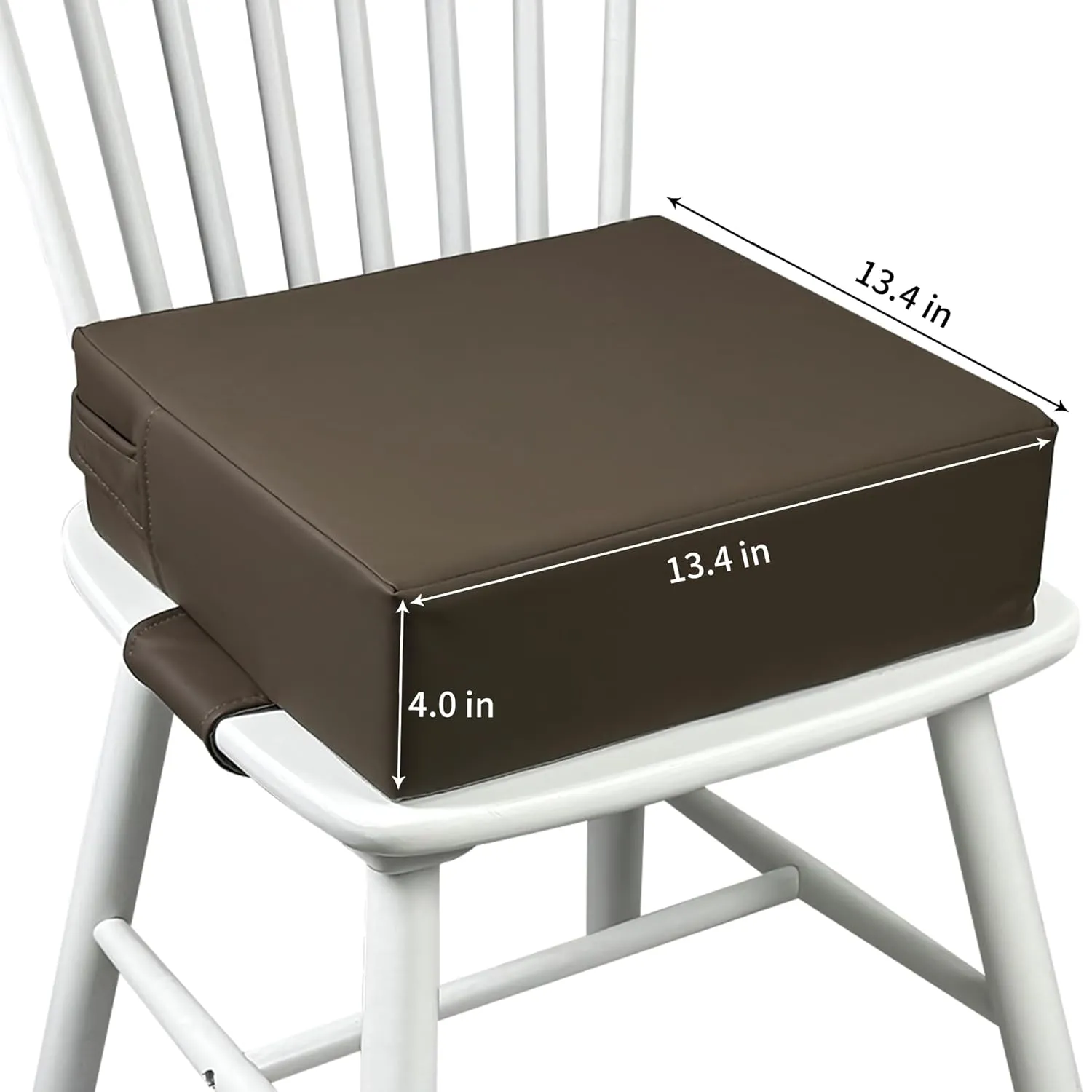 Booster Seat for Kitchen Chair (PU Material),Toddler Booster Seats for Dining Table Portable for Travel Camping Eating Double Safe Straps Non-Slip Bottom (Dark Brown)